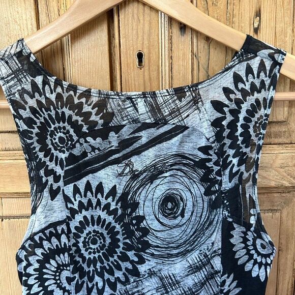 Desigual XS Dress Black White V-Neck Tank Knee Length - Picture 8 of 9